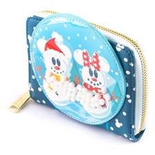 Cartera Loungefly Disney Muñeco de Nieve Mickey y Minnie Mouse Globo de Nieve Cremallera Alrededor