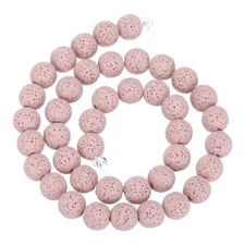 Pale Pink Volcanic Rock Beads 10mm Essential Oil Diffuser Stone,1 Strand 41pcs