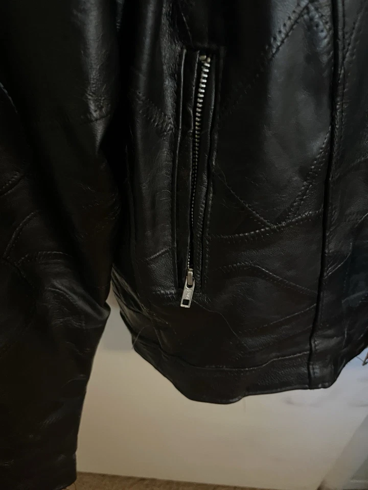 Diamond Plate Buffalo 皮革摩托车夹克 L 大号 — 第 4/4 张图片