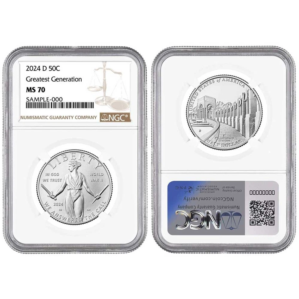 2024-D UNC Clad 50c Greatest Generation Commemorative NGC MS70 Brown Label - Image 3 of 3