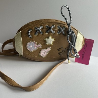 Betsey Johnson Brown ''XOFAN'' FOOTBALL Kitsch Crossbody Bag/Purse NWT
