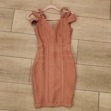 Fashion Nova Luxe Pink Tulle Ruffle Gown Beaded Maxi Dress NWT Size S