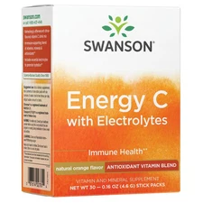 Swanson Energy C 1000mg Vitamin C Powder, Antioxidants & Electrolytes, 30 Count