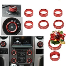 Red AC CD Switch 4WD Control Knob Ring Trim for Ford F150 2013 2014 Accessories