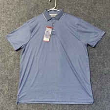 Hickey Freeman Golf Polo Shirt Mens M Blue White Geometric Short Sleeve NWT