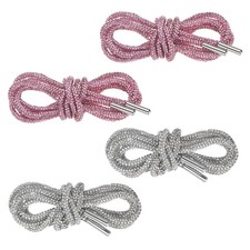2-Pair Rhinestone Shoelaces 55" Crystal Cords for Sneakers White, Pink