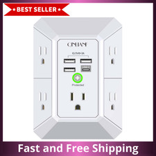 5 Outlet Extender Surge Protector Multi Plug Wall Adapter USB Charger Ports with