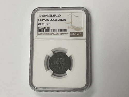 1942 Serbia 2D Coin German Occupation NGC Certified Genuine 1942BN NICE COIN!