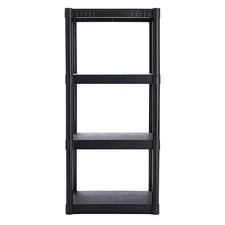 4-Tier Standard Duty Impact-Resistant Plastic Garage Storage Shelving Unit in Bl