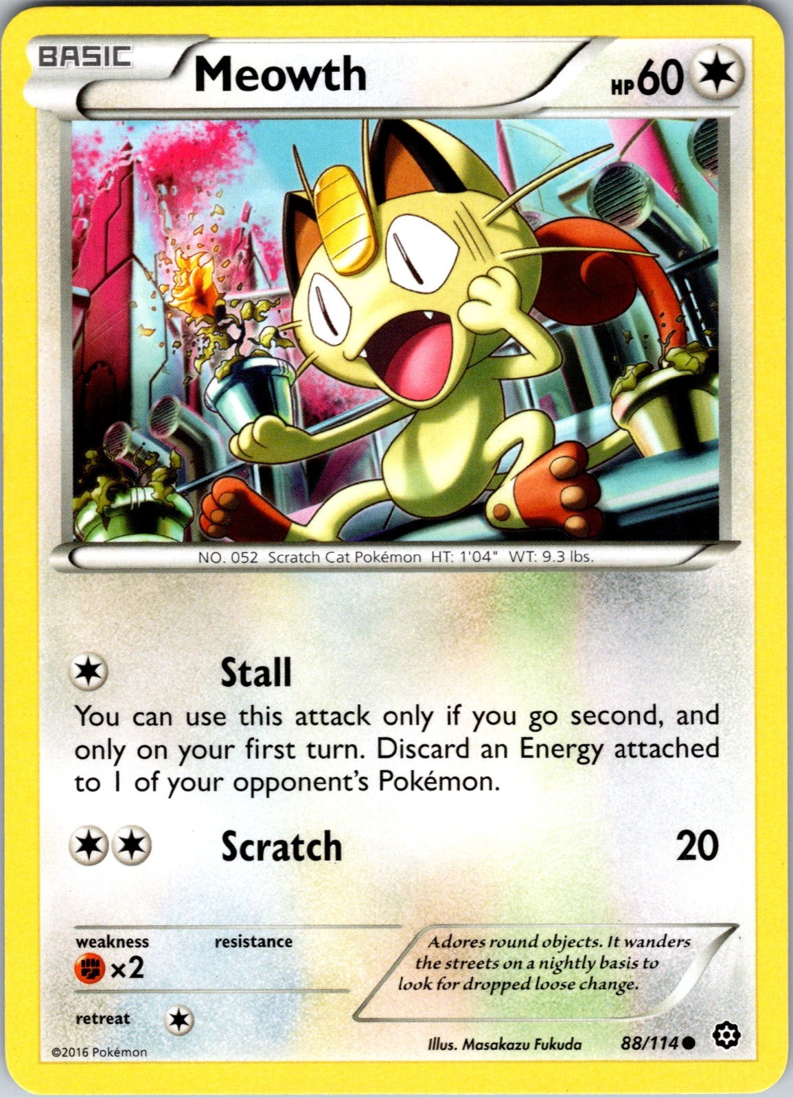 Meowth 88/114 2016 XY Steam Siege Regular Common LP