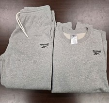 Reebok Grey Sweatsuit Pants And Sweatershirt Mens Medium