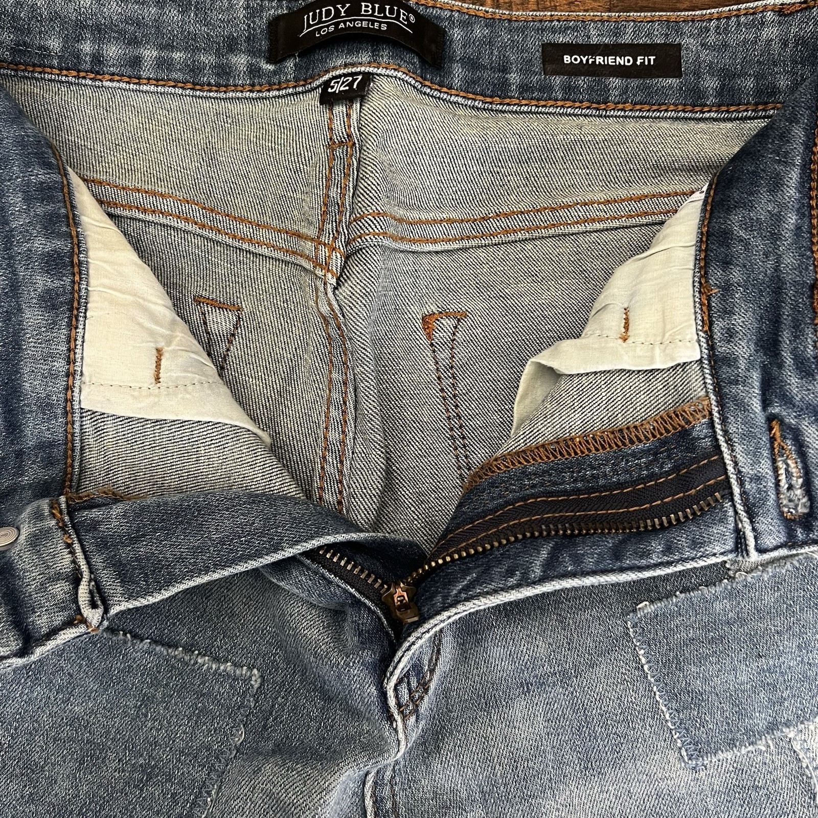 Judy Blue High Waist Boyfriend Fit Jeans  5/27 Patchwork Style JB88499 Womens