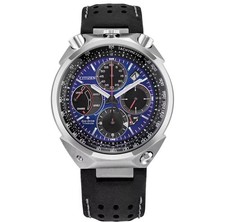 Citizen Eco-Drive Titanium Chronograph Blue Dial Black Leather Men's Watch 20BAR