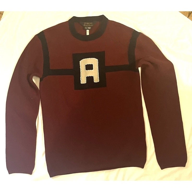 Suéter de Lana AJ Armani Jeans - Granate y Azul Marino - Talla: L Foto 3 de 4