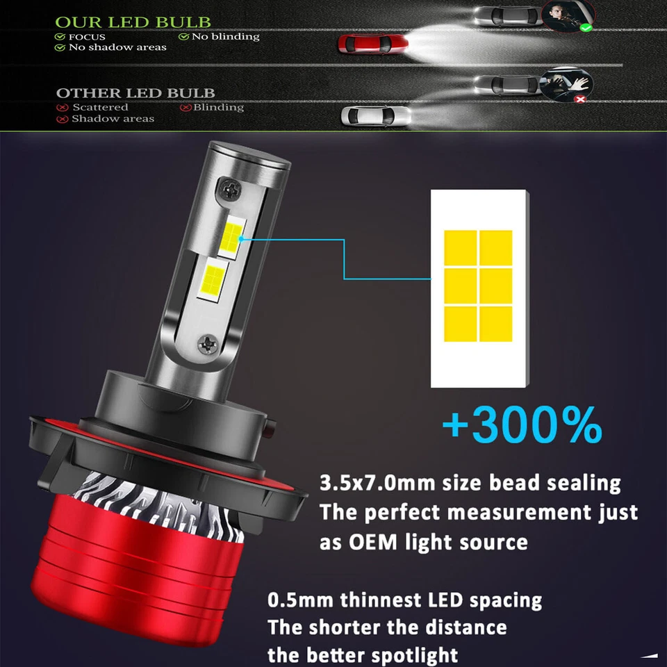 Para Ford Freestar Van 4 Puertas 3.9L 4.2L 2004-2007 9008/H13 Faros LED 2x Foto 3 de 4