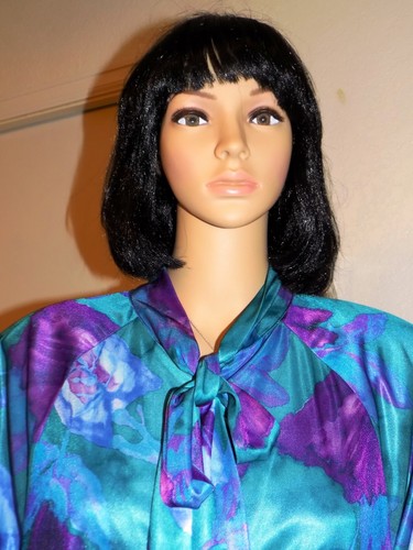 *RARO* VESTIDO DE COLECCIÓN DIOSA CON OJO DE CERRADURA PEIGNOIR de LUCIE ANN TEAL FLORAL L grande - Imagen 3 de 14