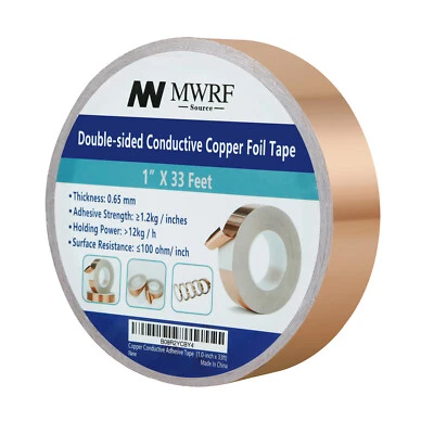 MWRF SOURCE 1" x 33 feet Copper Foil Tape Conductive EMI Shielding; US Stock Fast Ship