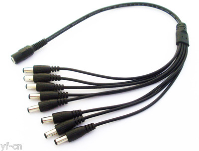 20pcs DC Power Splitter Cable DC 5.5x2.1 Female 1 to 8 Male Cord For CCTV Camera