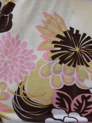 Me & Ko SzL Pink & Yellow Flower Power 3/4 Sleeve Tee Top SOFT Rayon Made in USA