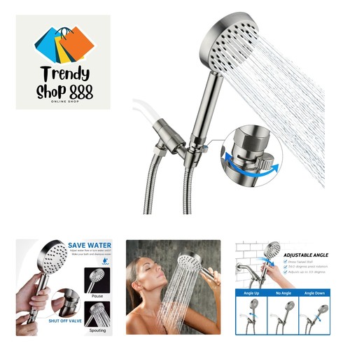 Solid Metal Brushed Nickel Handheld Shower Head With Extra Long
