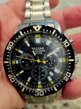 Pulsar Mens Black Dial w Yellow Accents Quart...