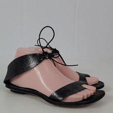 Cydwoq  Black Metallic Leather Women's Sandals