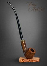 Mr. Brog HAND CARVED WOODEN TOBACCO SMOKING PIPE 14 Churchwarden Brown + Box
