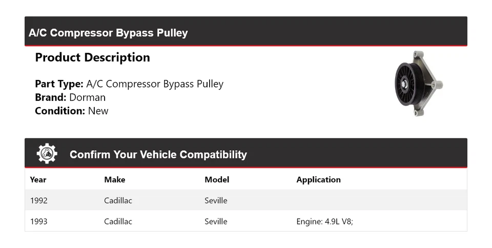 For 1992-1993 Cadillac Seville Dorman A/C Compressor Bypass Pulley - Image 2 of 4