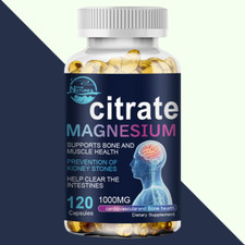 Cápsulas de citrato de magnesio 1000 mg cápsulas veganas súper fuertes efectivas 120 píldoras