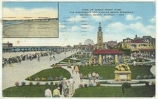 Speedway FL View Ocean Front Park Boardwalk Daytona Beach Postcard 1952 Postmark