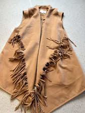 J.o.a. Los Angeles Fringe Cowgirl Vest Sz Xs Camel/tan Collared