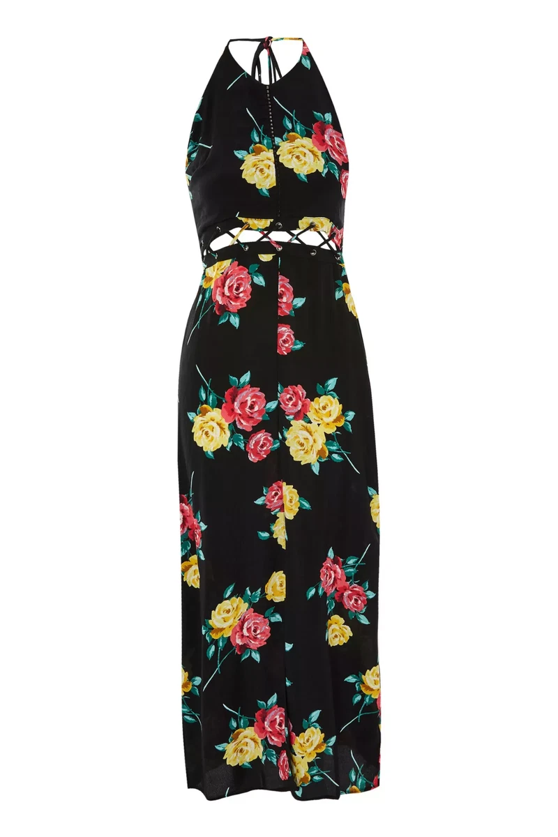 topshop halter neck maxi dress in bold floral print for Women for sale Abstract floral