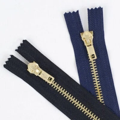 BONNIN 2 pc JEANS DENIM ZIPS METAL TEETH BLUE OR BLACK sizes 3 to 8 inch (2 zips)