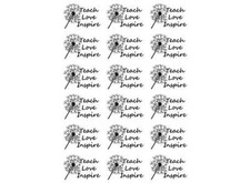 Teach Love Inspire 18 pcs 1 Inch Black Fused Glass Decals