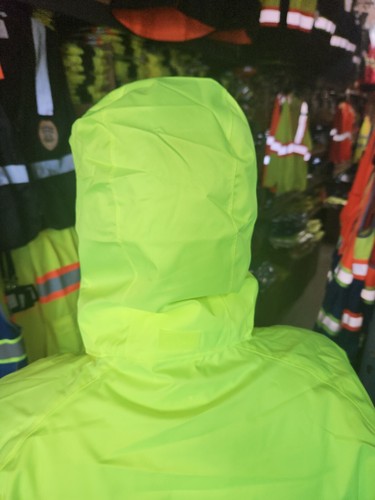 Yellow Safety Class 3 Rain Coat/JACKET/ High Visibility Reflective - Picture 10 of 11