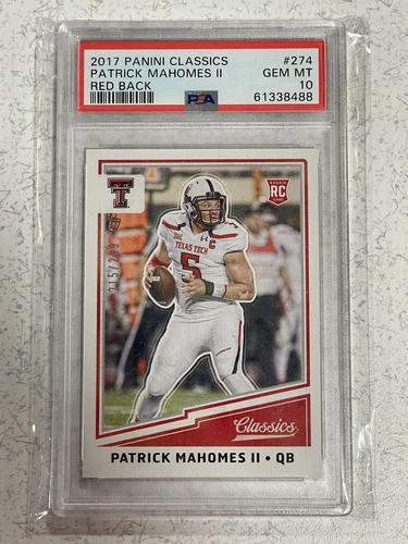 2017 Patrick Mahomes Panini Classics Red Back /299 RC PSA 10 Gem Mint Chiefs