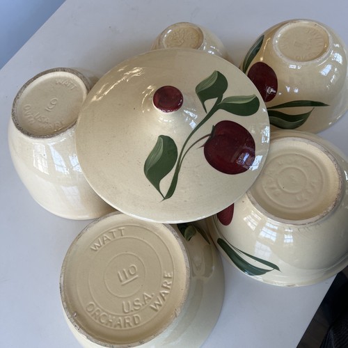 Early Vintage 1 Wattware & 2 Oven Ware Stoneware Mixing Bowls 6" 7" & 8" Antique - Picture 17 of 19
