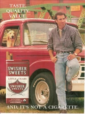 1996 Swisher Sweets Cigars Vintage Magazine Ad   Handsome Guy  Dog  Pickup Truck