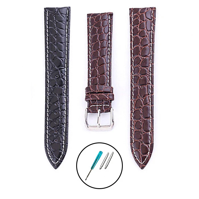 15mm Alligator Leather Strap Change Tool 15 mm Black Brown