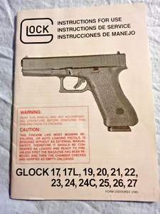 1996 GLOCK Instructions Owner's Manual Model 7,17L,19,20,21,22,23,24C,25,26,27