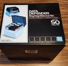 NOS 5-1/4" Floppy Disk Flip-top Storage Case Holder Box Holds 50 Diskettes