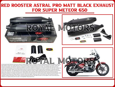 RED ROOSTER ASTRAL PRO MATT BLACK EXHAUST Fit For Royal Enfield Super Meteor 650
