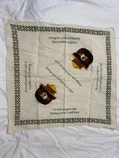 Vintage Smokey the Bear Bandana Cream/Green/Brown 20"
