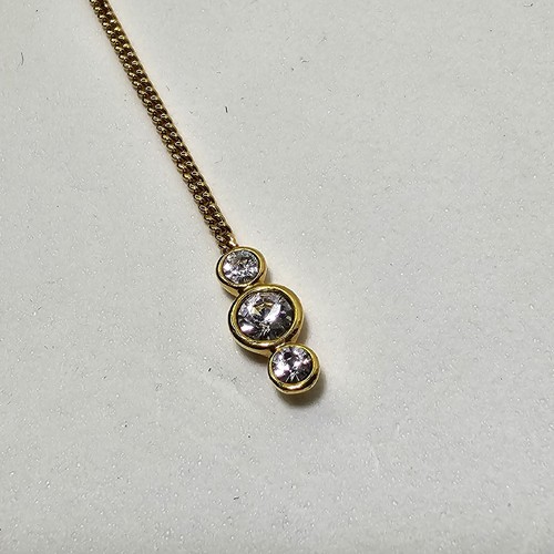 Vince Camuto Lariat Style Gold Tone Multi Strand Cubic Zirconia Necklace 20"+ - Picture 4 of 7