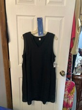 Women's Old Navy Size L Sleeveless DROP WAIST LINED Dress BLACK NWT & JEWELRY