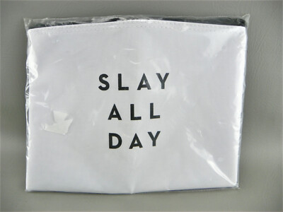 New Milly Slay All Day White Waterproof Cosmetic Makeup Beach Pouch Bag Purse 