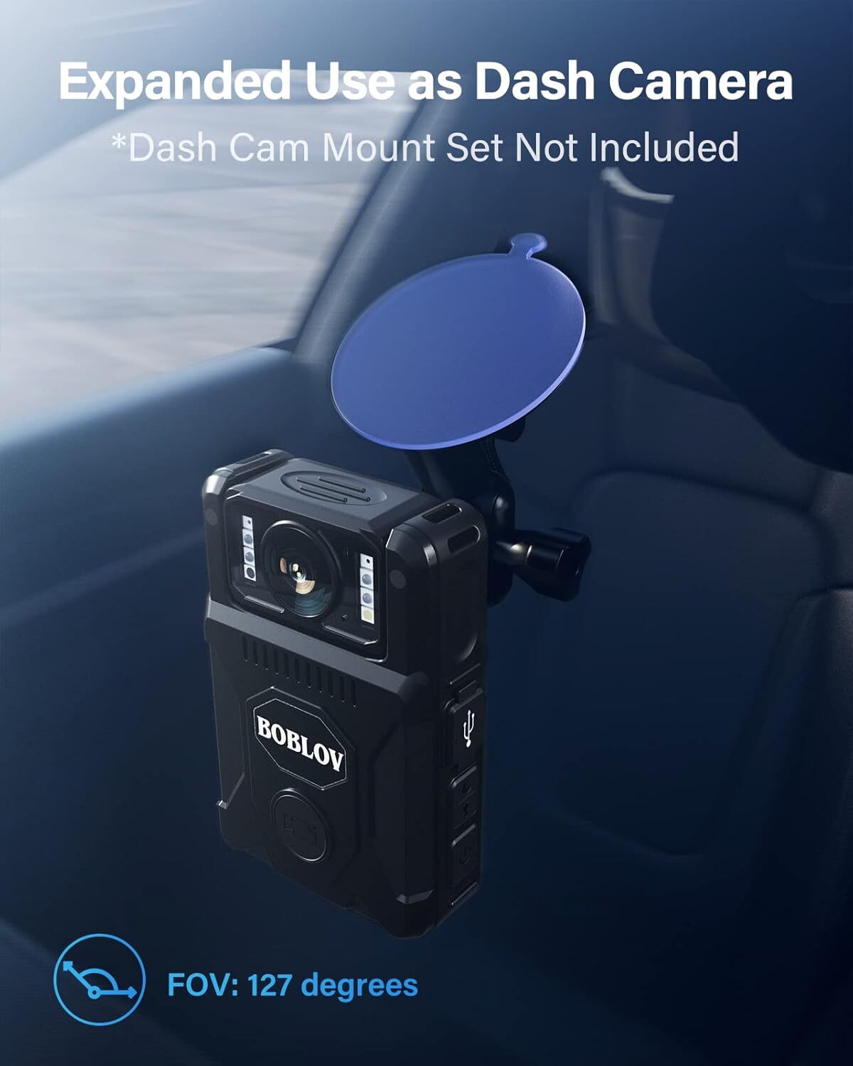 BOBLOV Body Camera with Audio Video 180&deg; 15 Hours Record for Delivery Job 128GB