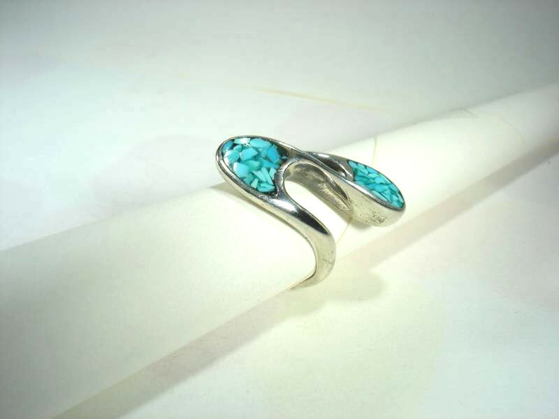SILVER and TURQUOISE Ring - Solid Sterling Silver… - image 5