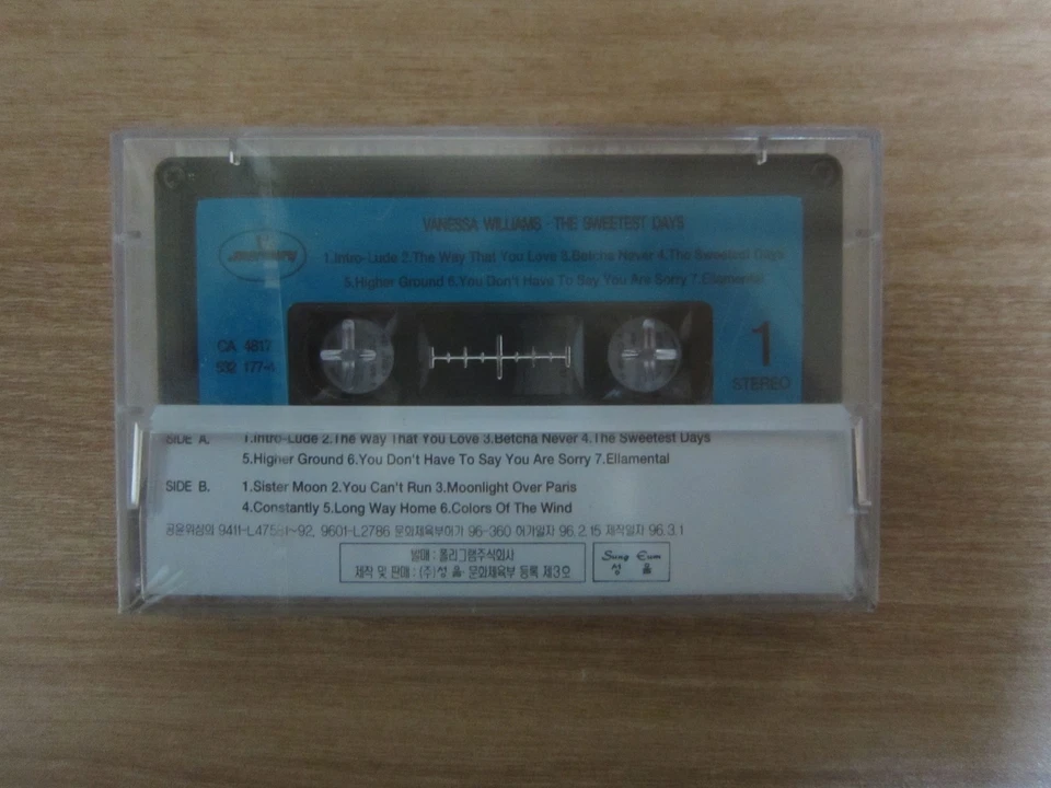 Vanessa Williams - The Sweetest Days Korea Edition Sealed Cassette Tape  - Image 2 of 3