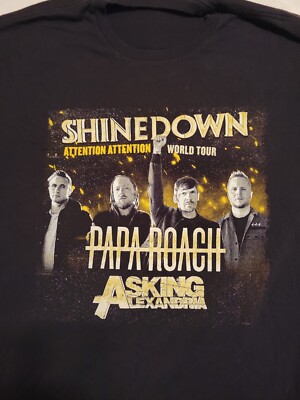 2019 Shinedown Papa Roach Asking Alexandria World Tour T Shirt XL Tagless 